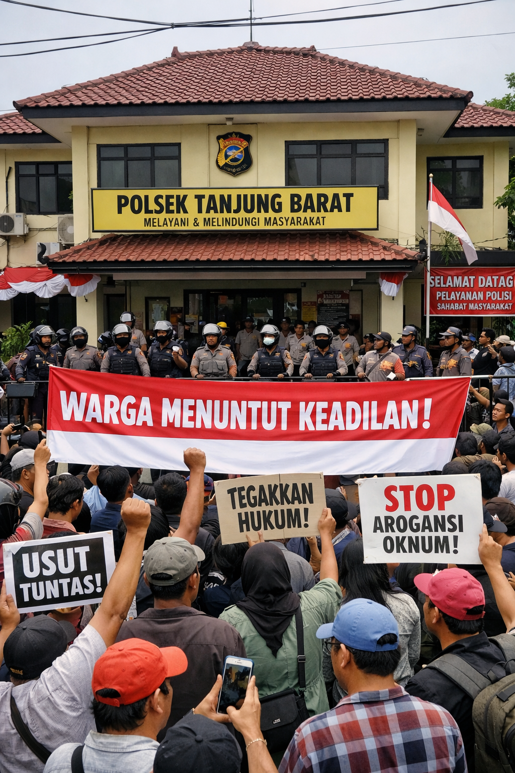 Ilustrasi: Suasana di depan Polsek Tanjung Barat